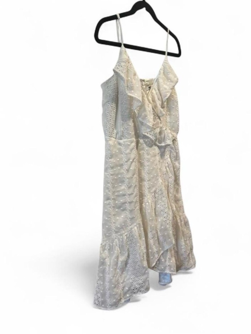 Express Cream Eyelet Ruffle Spaghetti-Strap Mini Dress - Picture 2 of 5